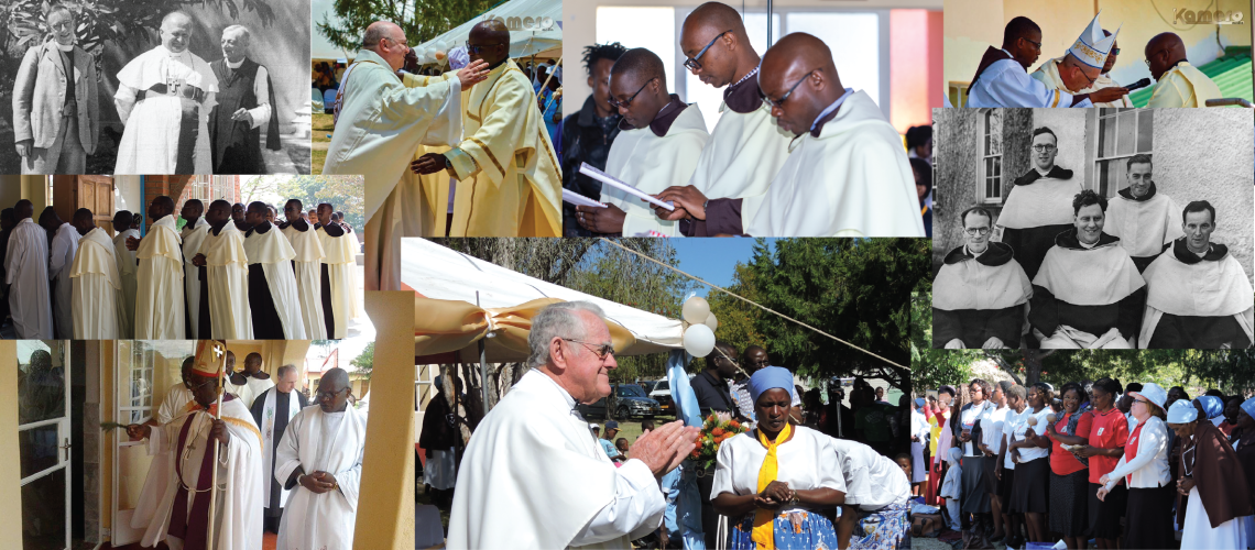 Collage image of photos of Carmelites in Zimbabwe - both past and present.